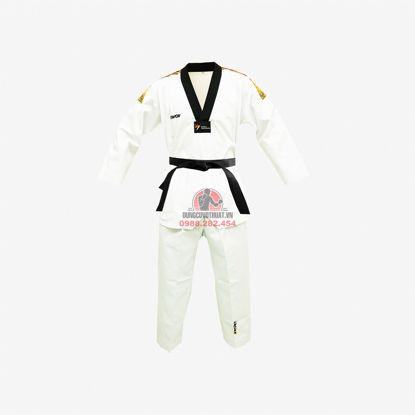 Ảnh của Võ Phục Taekwondo Hiệu Kwon Vải Kaki Sọc Vai Màu Vàng